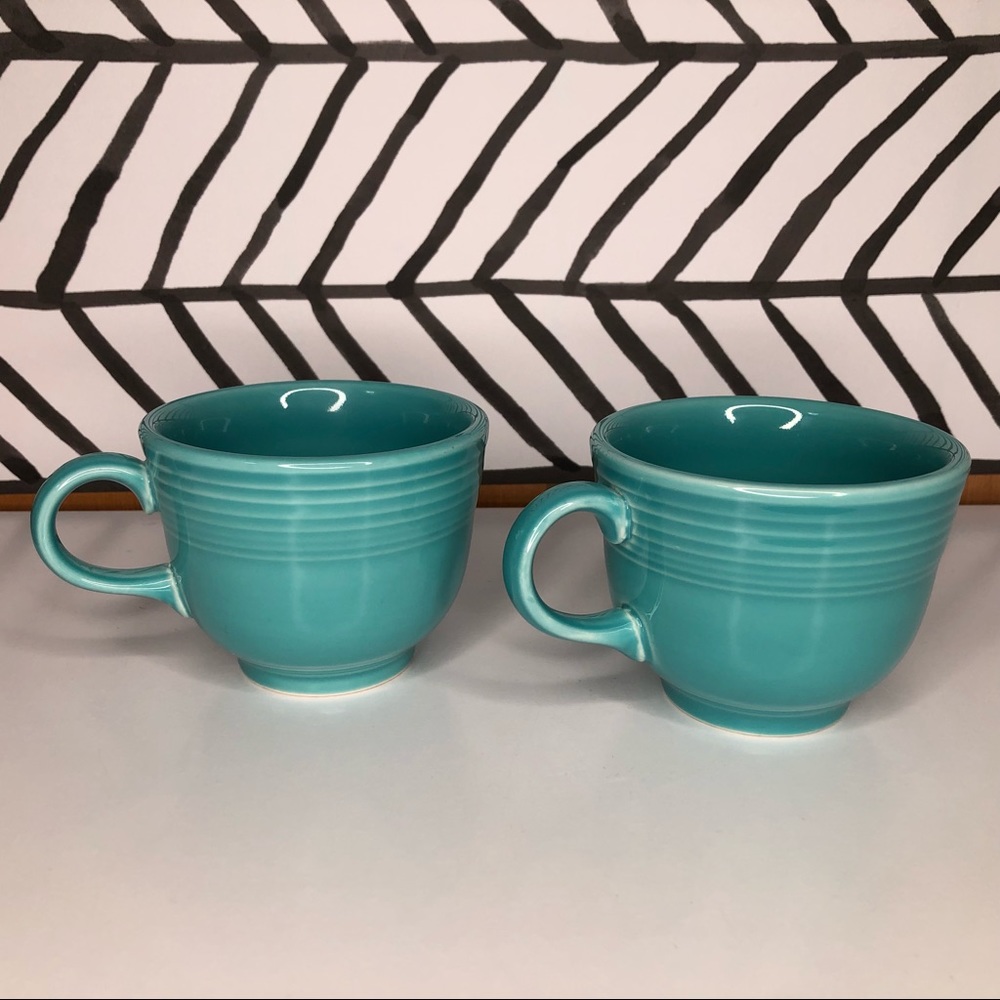 Vintage Fiesta-ware Mugs, "Fiesta-Turquoise" Set of 2